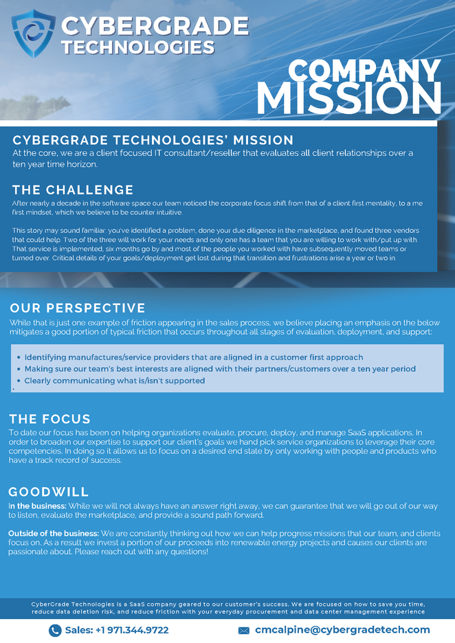 Cybergrade Technologies Mission