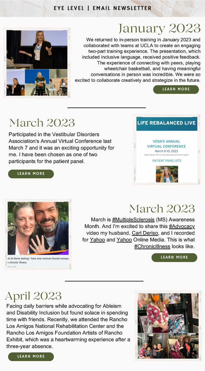 an email newsletter is displayed on a computer screen