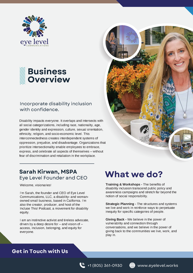 a flyer for the business overview